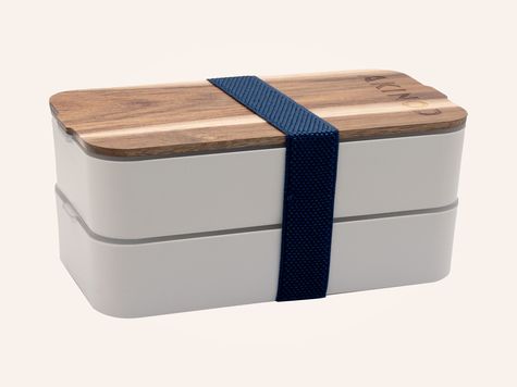 Bento + Lunchbag 11h58, Weiss / Jeansblau