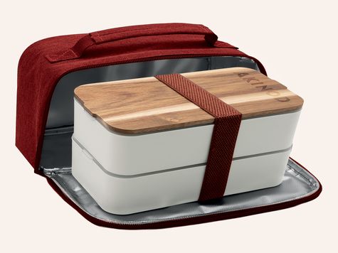 Bento + Lunchbag 11h58, Weiss / Terracotta