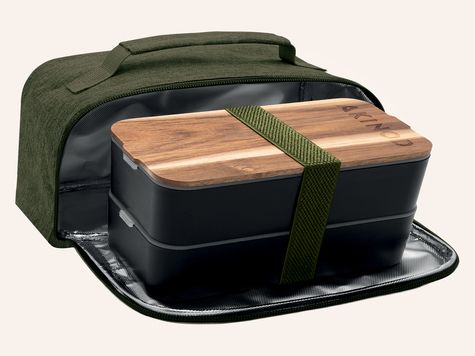 Bento + Lunchbag 11h58, Schwarz / Khaki